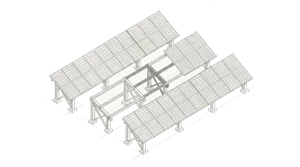 Pencil drawing of a ground-mounted solar array on the source side of the micro-grid